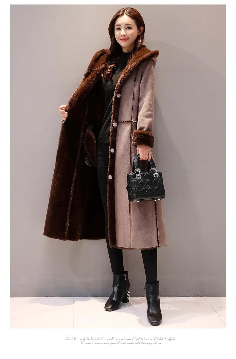 2018 New Faux Shearling Sheepskin Coats Women Thick Artificial Suede Jackets Women Autumn Winter Lambs Wool Thicken Warm Parkas