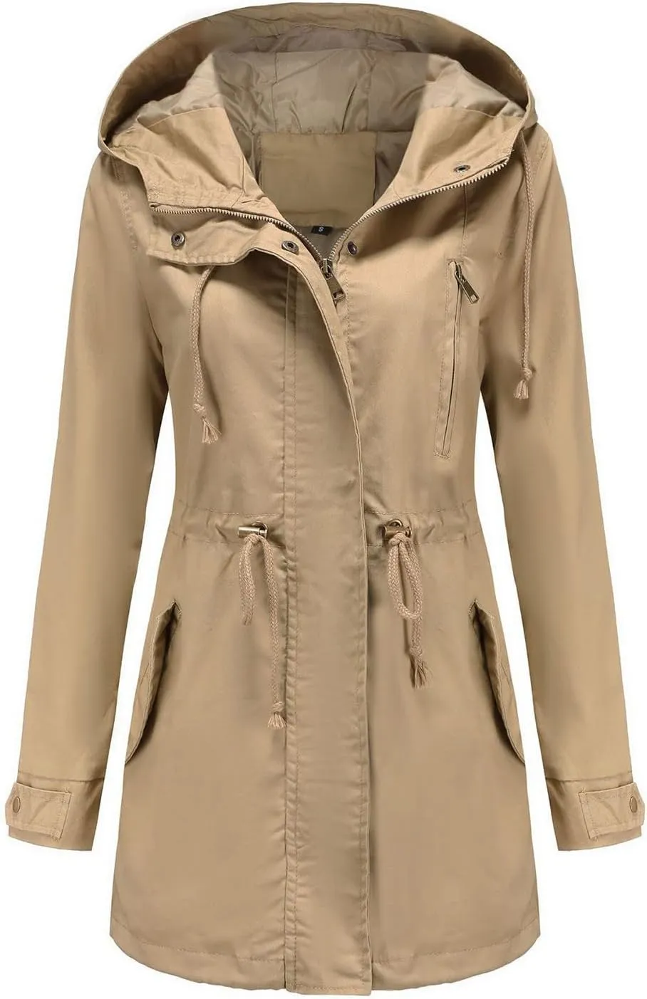 2024 Graceful Temperament Zip Up Outwear for Womens Long Sleeve Hooded Overcoat Comfort Soft Slim Windbreaker Work Suit
