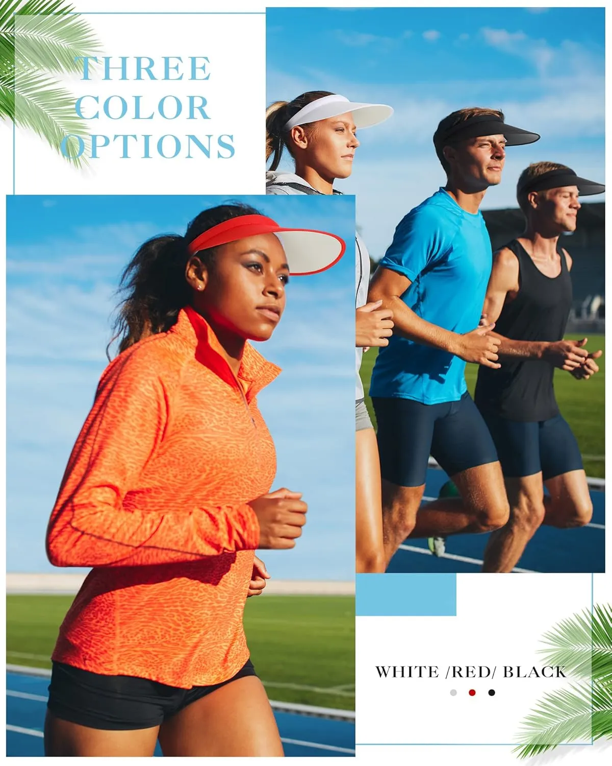 3 Pcs Sports Sun Visor Hat Adjustable Cloth Covered Slip on Cotton Cap Golf and Tennis Visor for Women Men Sun