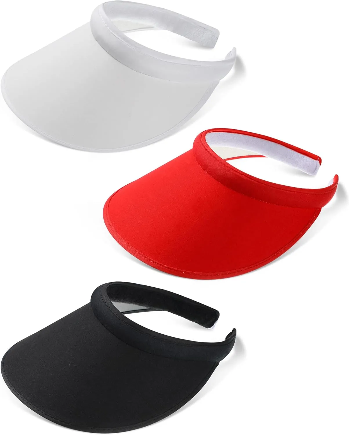 3 Pcs Sports Sun Visor Hat Adjustable Cloth Covered Slip on Cotton Cap Golf and Tennis Visor for Women Men Sun