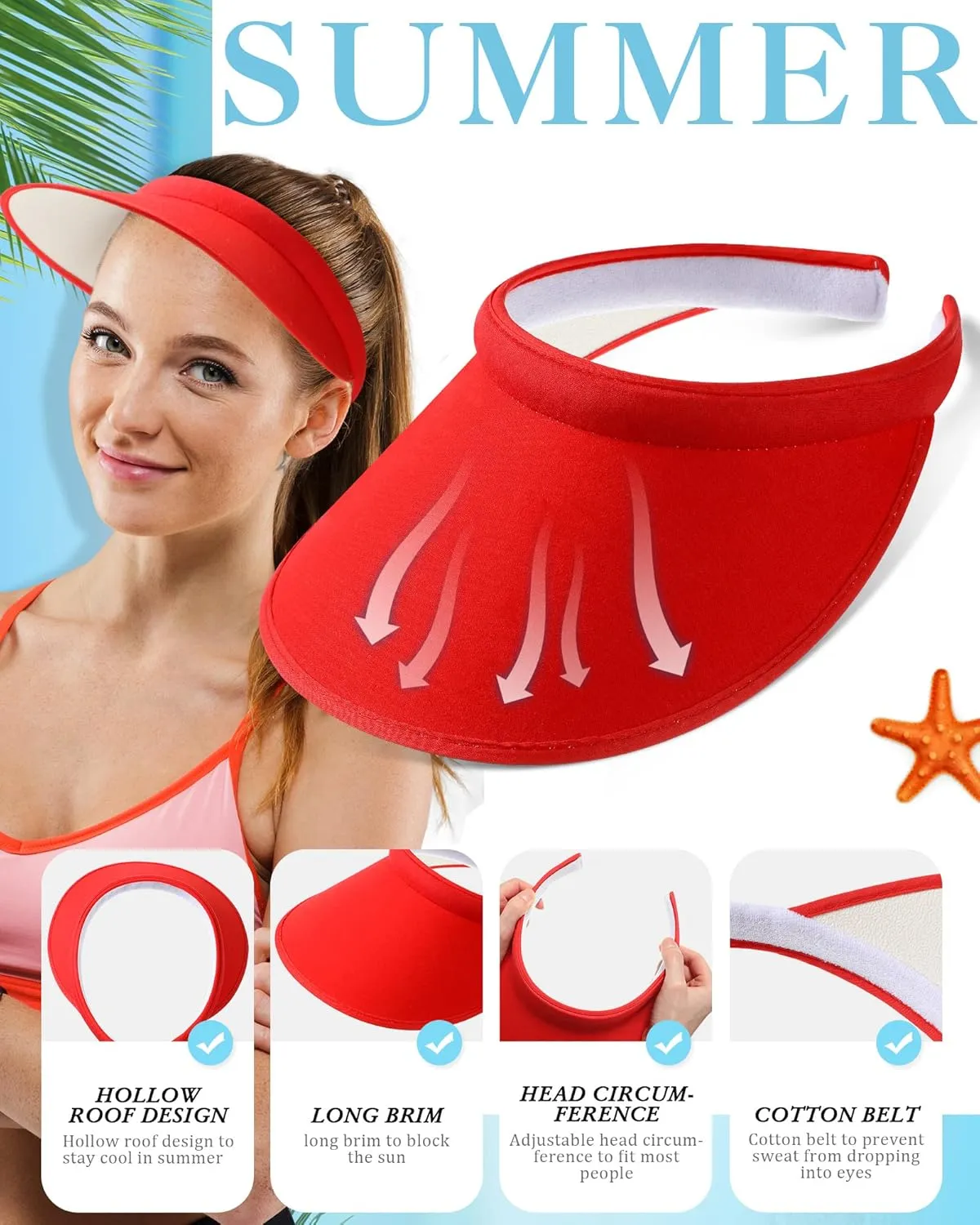 3 Pcs Sports Sun Visor Hat Adjustable Cloth Covered Slip on Cotton Cap Golf and Tennis Visor for Women Men Sun