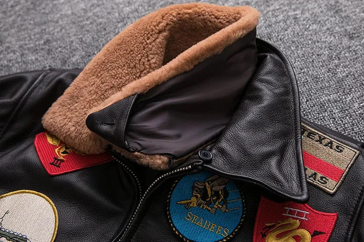Air Force G1 Flight Jacket Thickening Quilted Jacket Top Layer Cow Leather Jacket Men Coat Winter Jackets M212