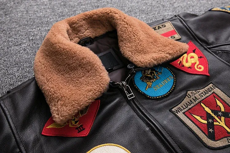 Air Force G1 Flight Jacket Thickening Quilted Jacket Top Layer Cow Leather Jacket Men Coat Winter Jackets M212