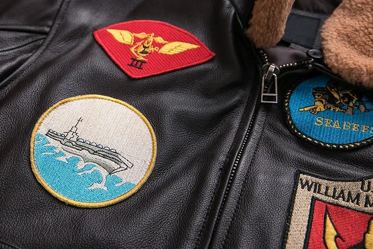 Air Force G1 Flight Jacket Thickening Quilted Jacket Top Layer Cow Leather Jacket Men Coat Winter Jackets M212