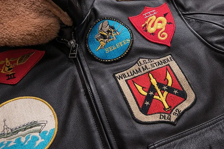 Air Force G1 Flight Jacket Thickening Quilted Jacket Top Layer Cow Leather Jacket Men Coat Winter Jackets M212