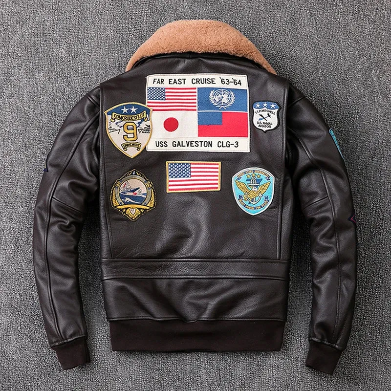 Air Force G1 Flight Jacket Thickening Quilted Jacket Top Layer Cow Leather Jacket Men Coat Winter Jackets M212