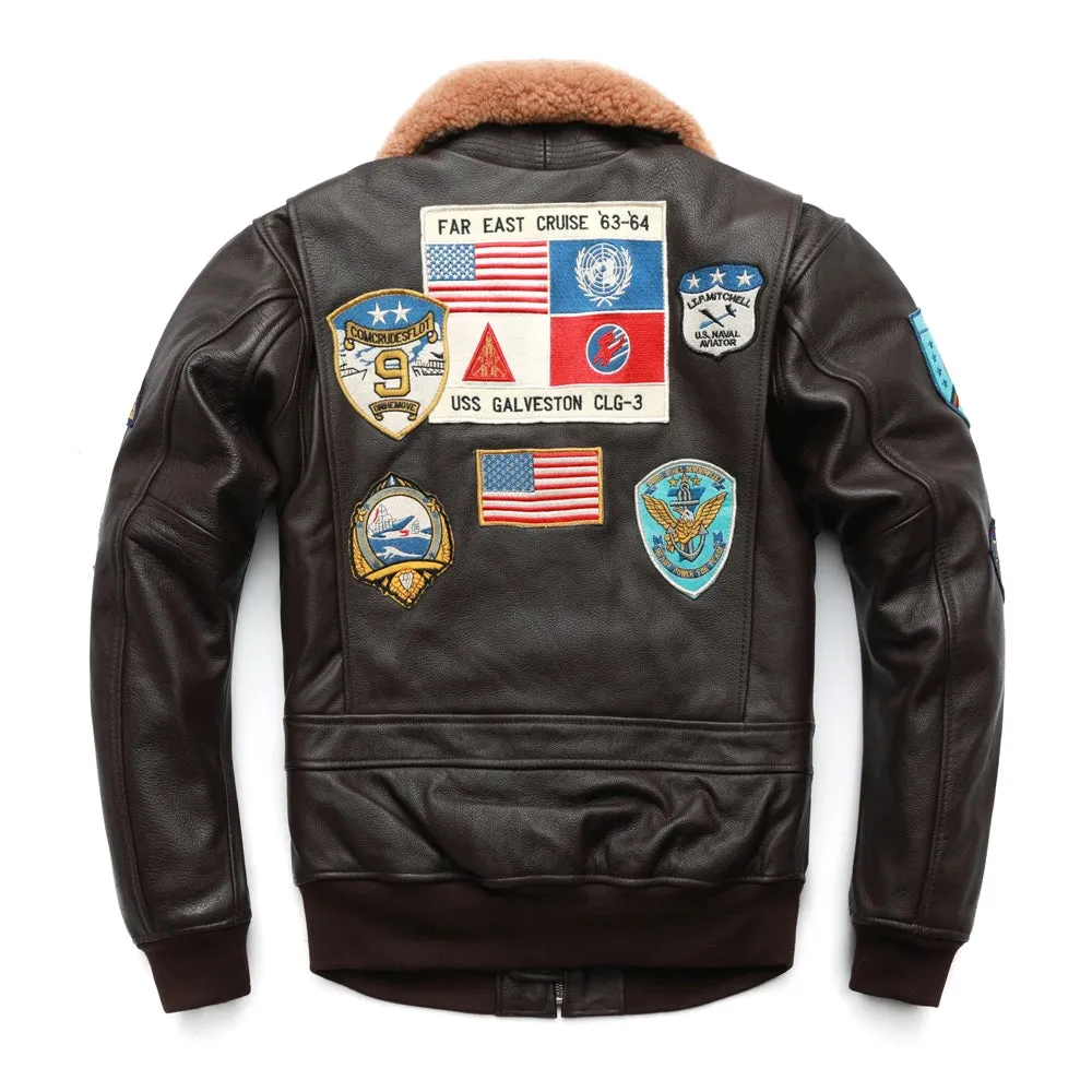 Air Force G1 Flight Jacket Thickening Quilted Jacket Top Layer Cow Leather Jacket Men Coat Winter Jackets M212