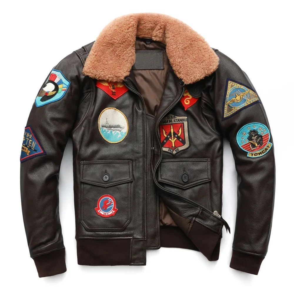 Air Force G1 Flight Jacket Thickening Quilted Jacket Top Layer Cow Leather Jacket Men Coat Winter Jackets M212