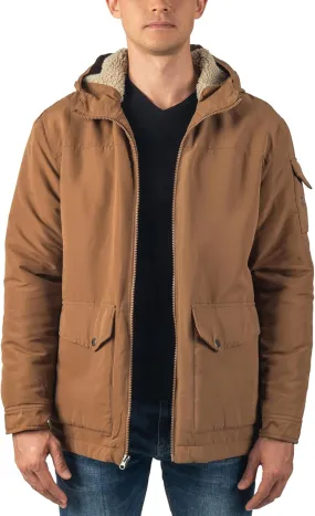 Alpine Swiss Shane Mens Sherpa Lined Parka Hooded Winter Coat Cargo Utility Jacket