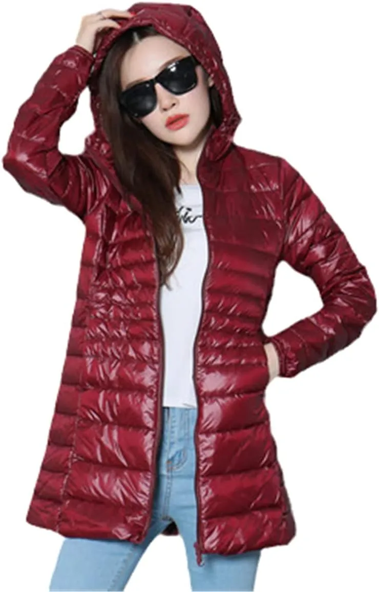 Autumn Winter Women Ultra Light Duck Down Jacket Hooded Long Puffer Down Coat Windproof Outerwear Parkas