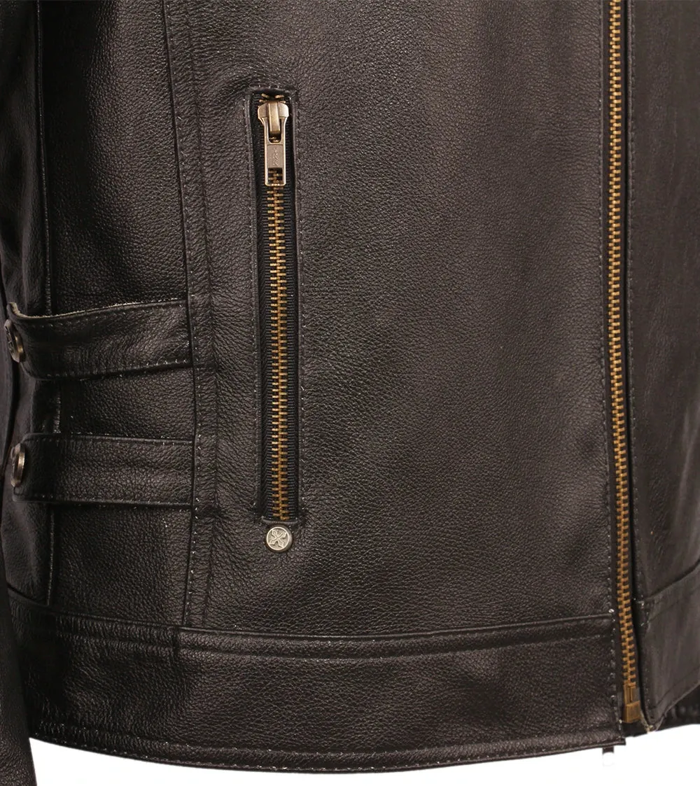 Black Embroidery Skull Motorcycle Leather Jackets 100% Natural Cowhide Moto Jacket Biker Leather Coat Winter Warm Clothing M219