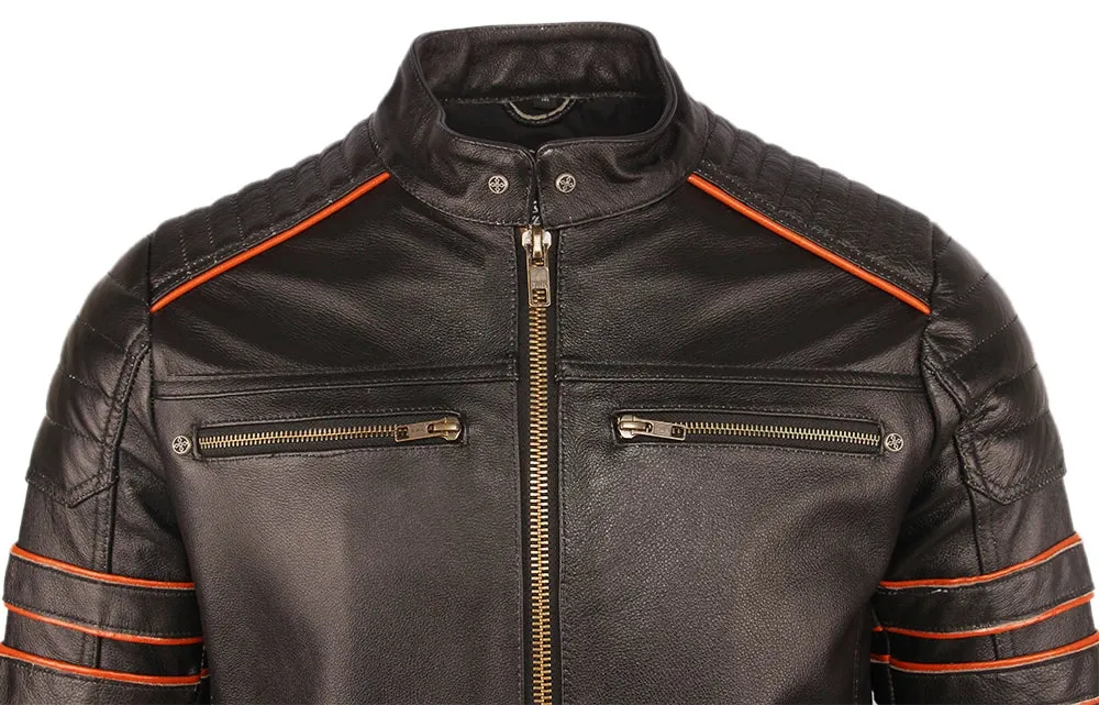 Black Embroidery Skull Motorcycle Leather Jackets 100% Natural Cowhide Moto Jacket Biker Leather Coat Winter Warm Clothing M219