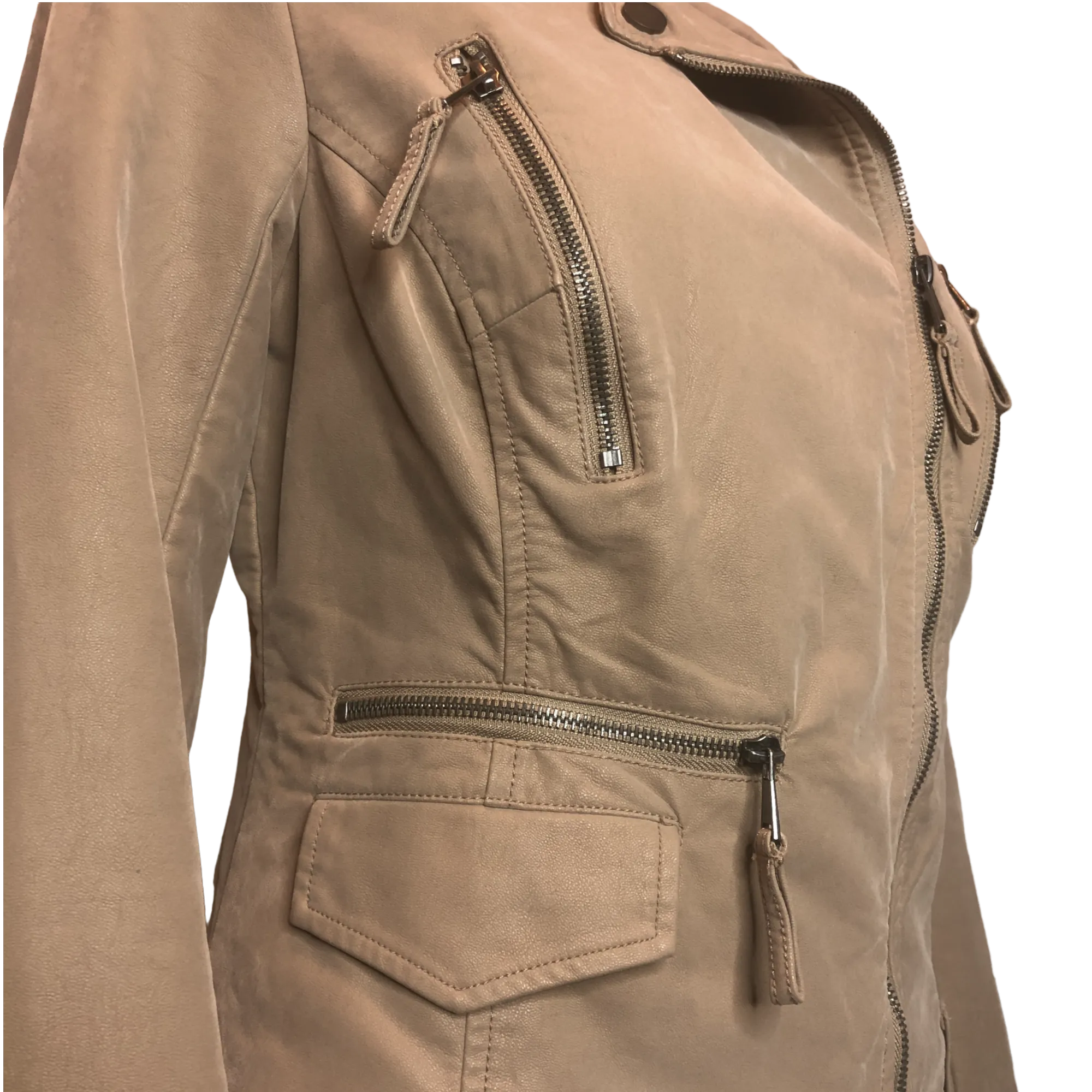 BNCI by Blanc Noir Tan Faux Suede Moto Jacket - Size Medium