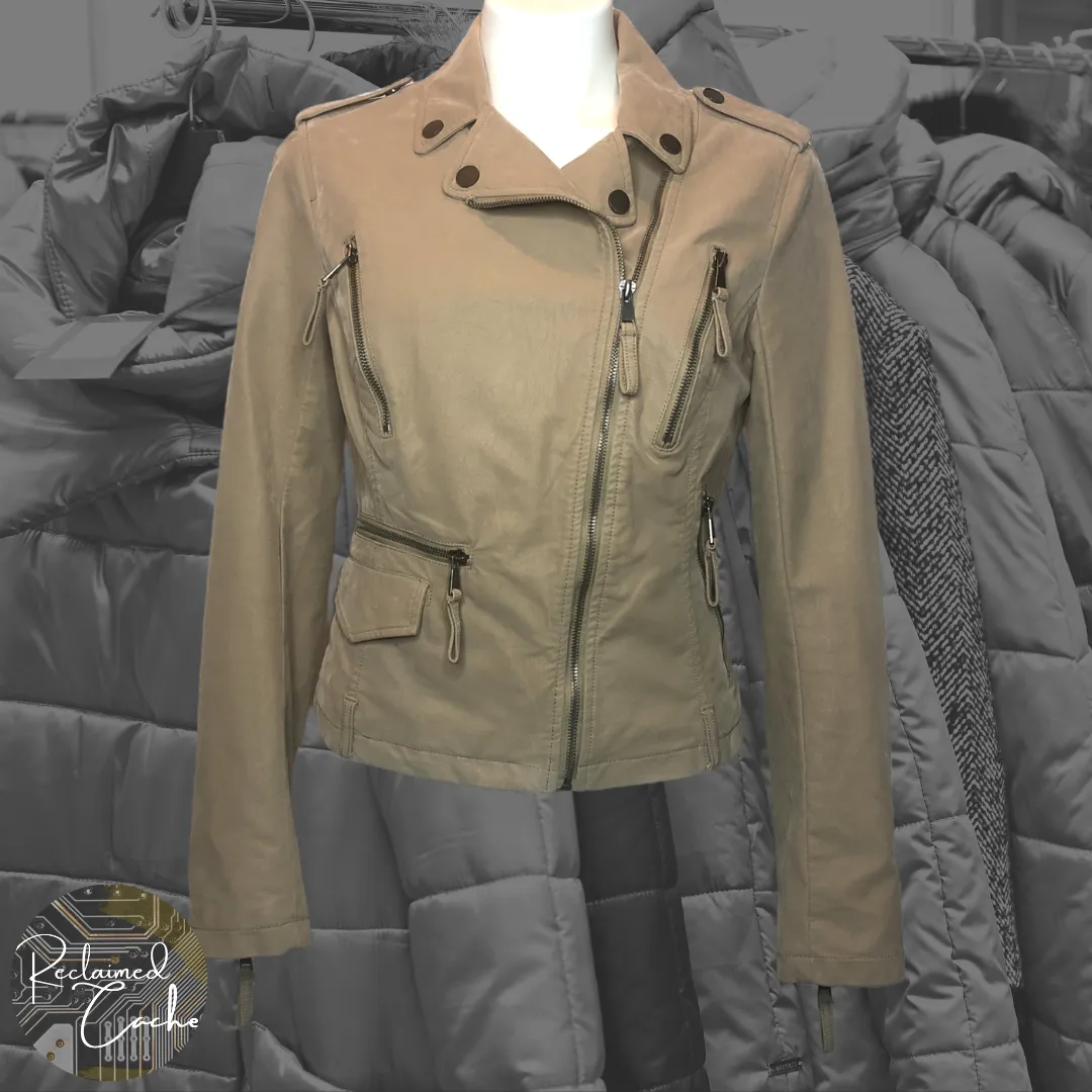 BNCI by Blanc Noir Tan Faux Suede Moto Jacket - Size Medium