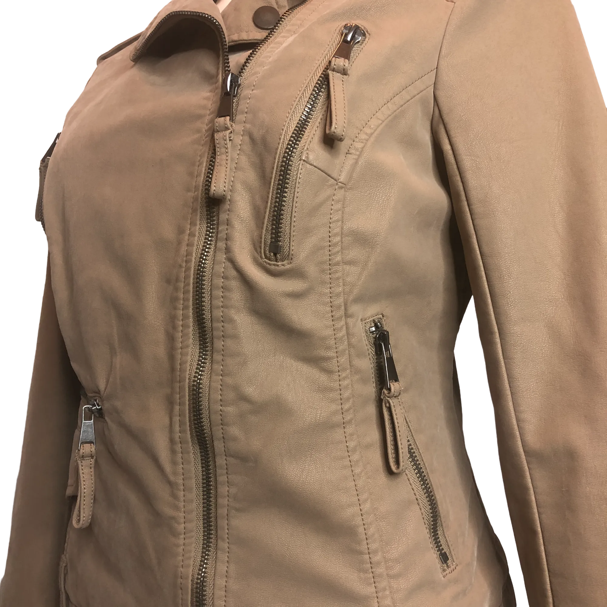 BNCI by Blanc Noir Tan Faux Suede Moto Jacket - Size Medium
