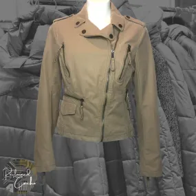 BNCI by Blanc Noir Tan Faux Suede Moto Jacket - Size Medium