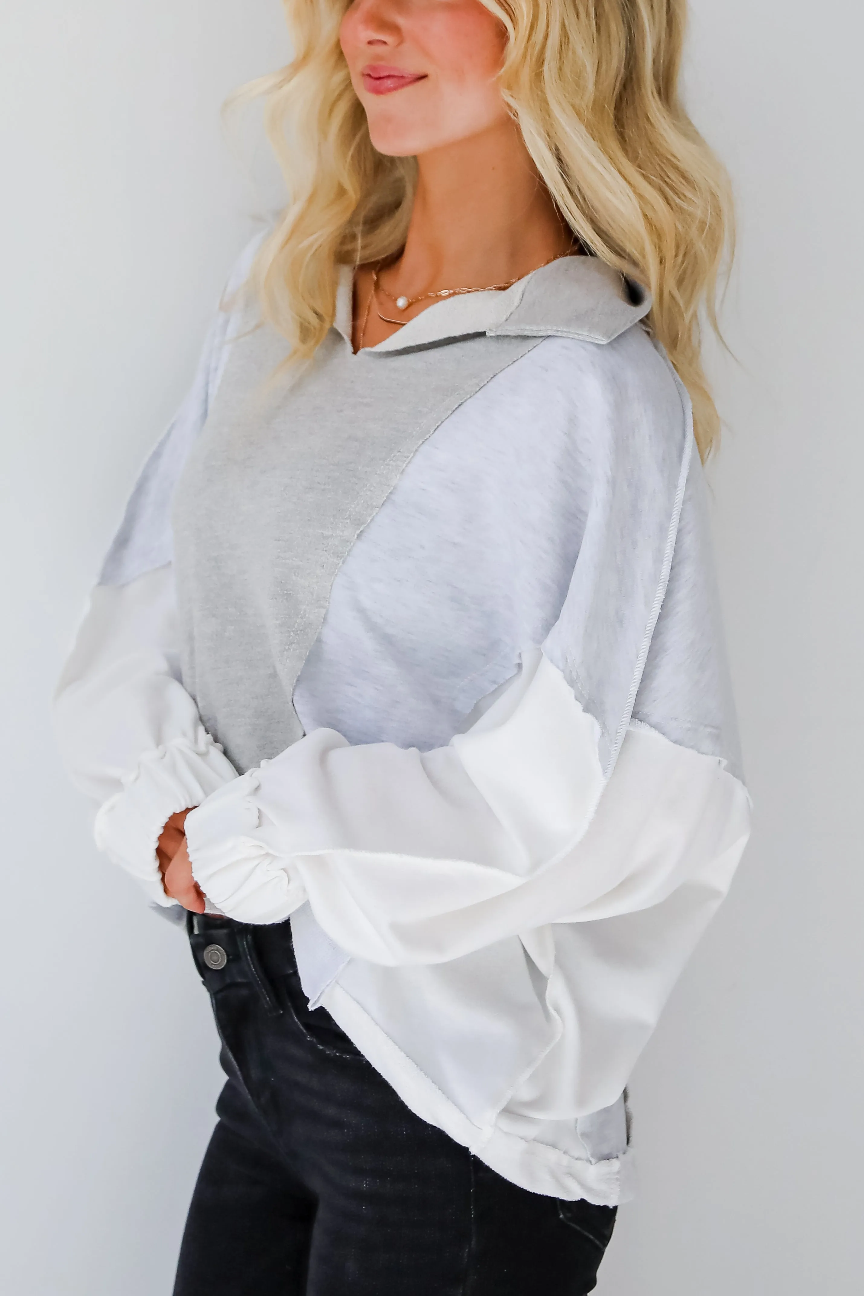 Casual Favorite Color Block Collared Top