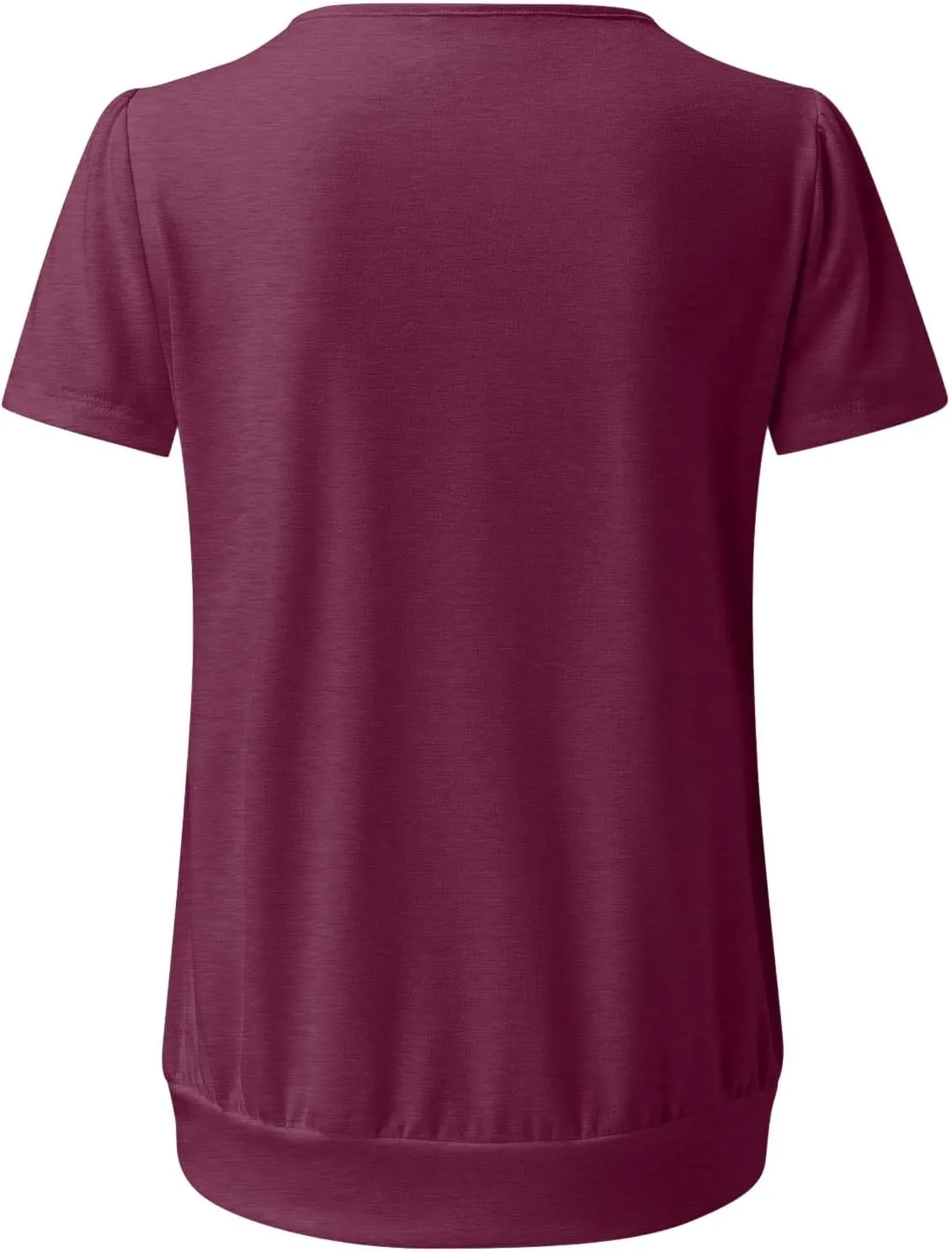 Casual Summer Tops for Women Trendy Dressy Short Sleeve Crewneck Blouses Work Business Pleated Front Tees Shirts