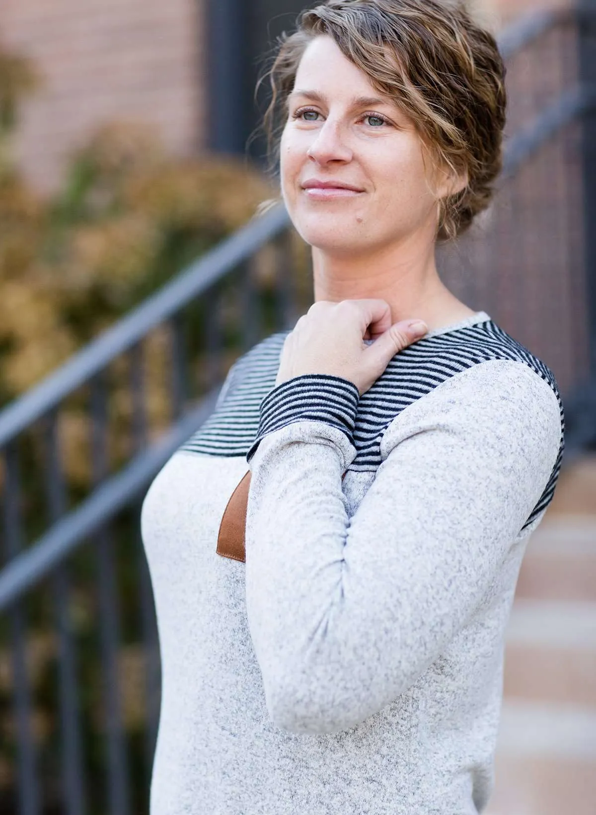 Color Block Suede Pocket Top