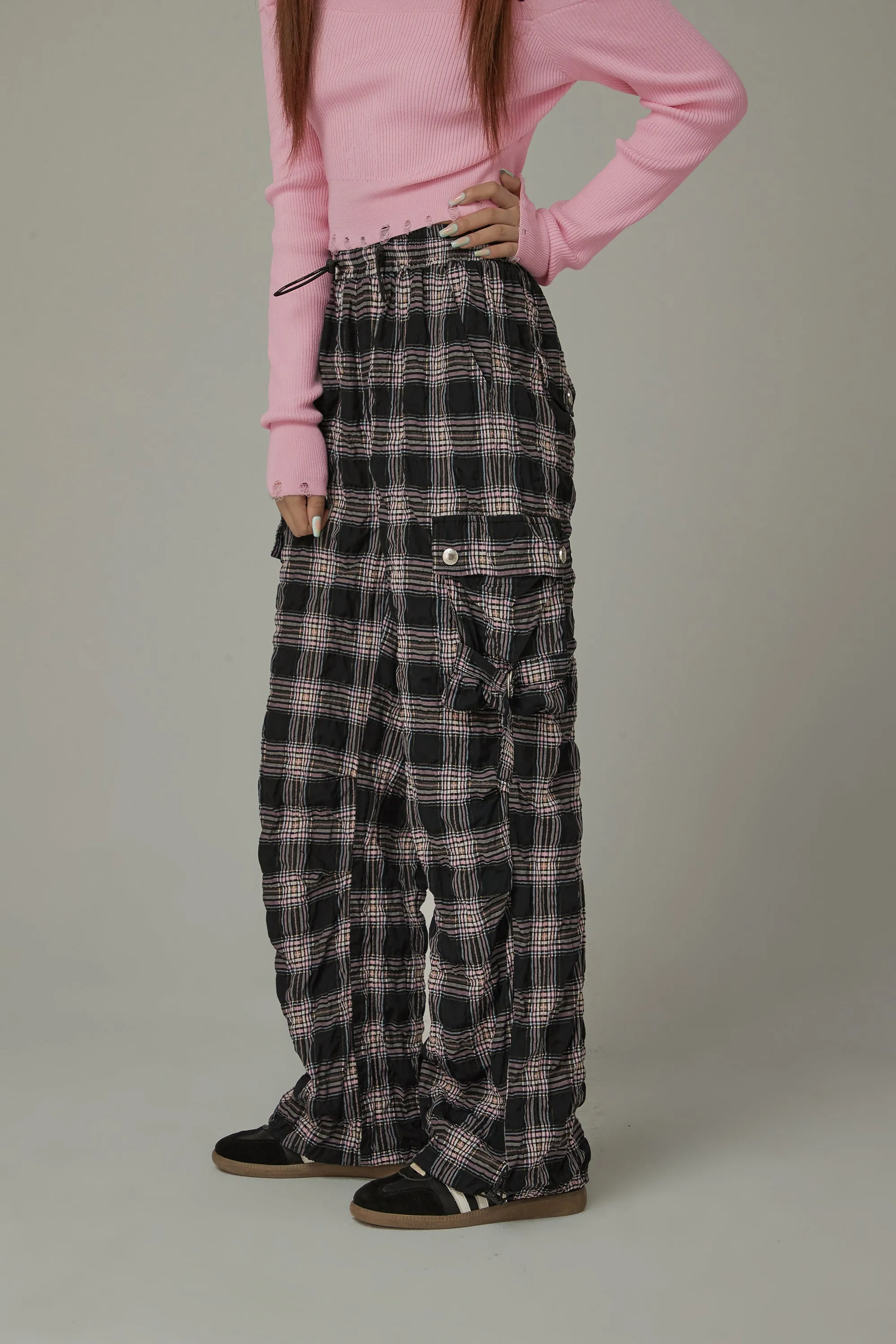 Color Pocket Check Pants