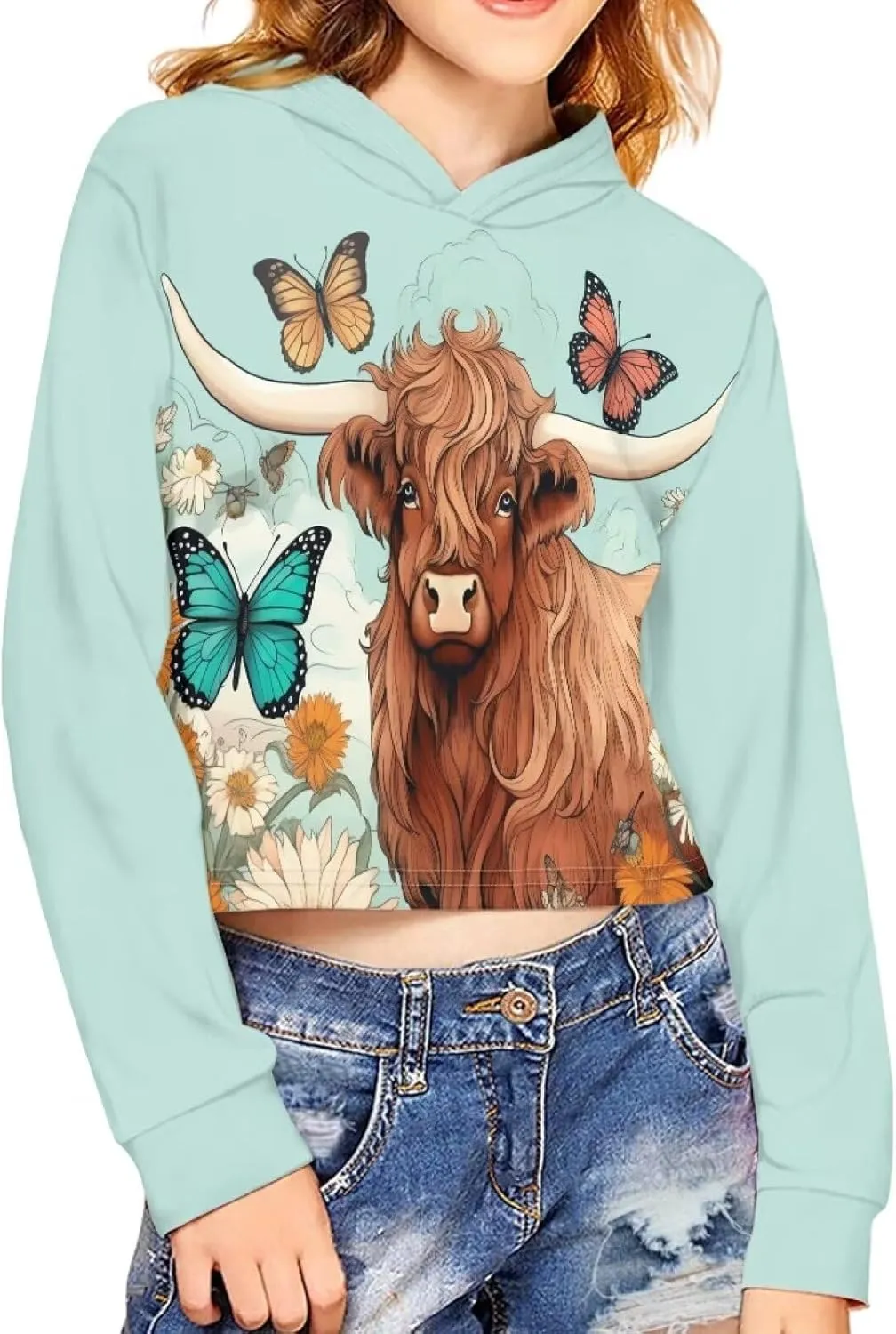 Crop Tops for Kids Girls Crop Hoodies Long Sleeve Shirts Cropped Hoodie