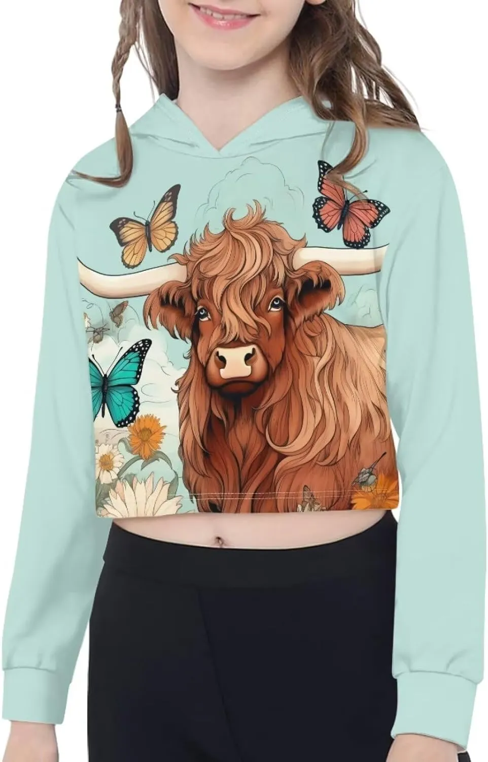 Crop Tops for Kids Girls Crop Hoodies Long Sleeve Shirts Cropped Hoodie