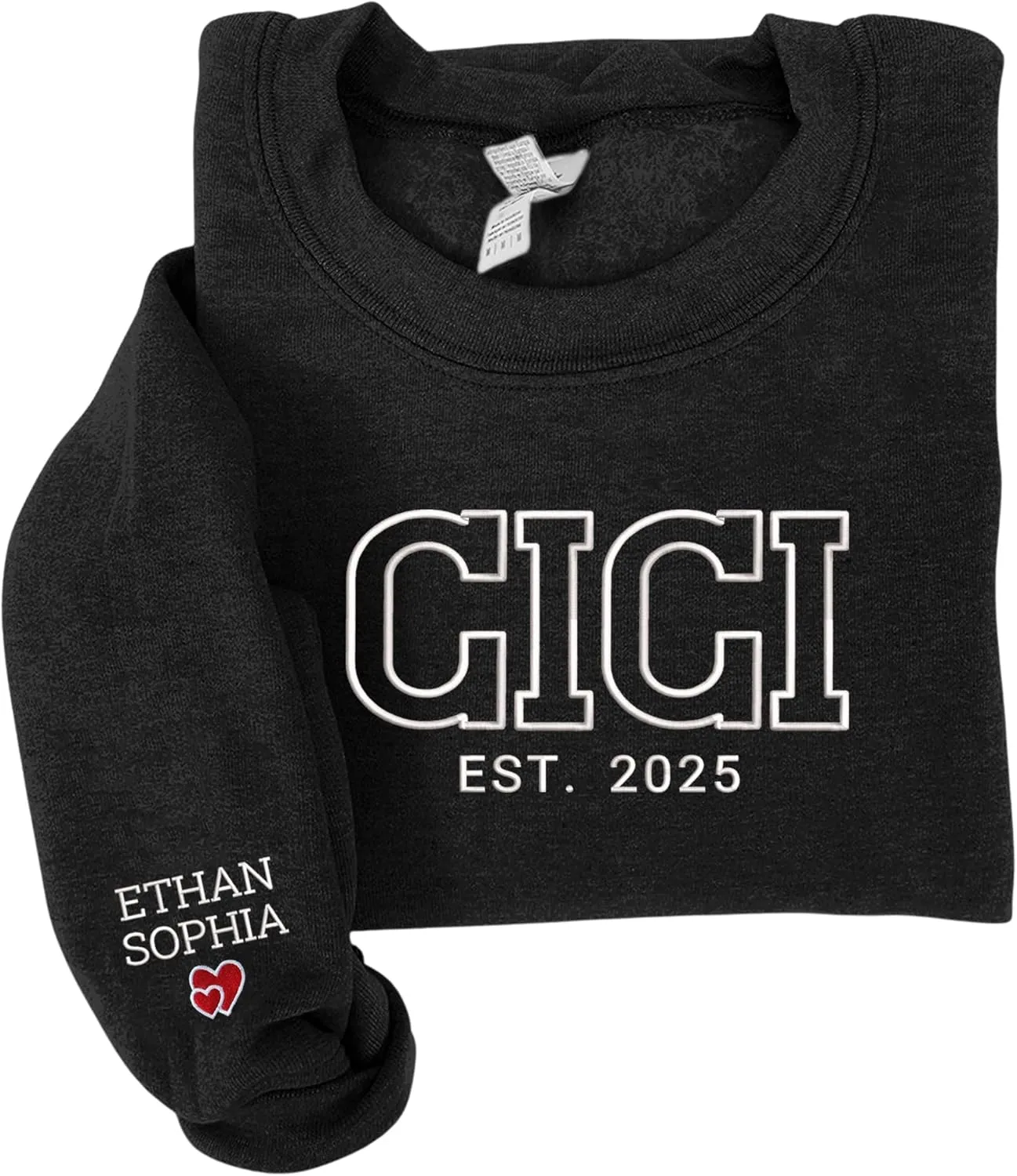 Custom Embroidered Mama Sweatshirt with Kids Names on Sleeve - Personalized Gifts for Mom Grandma Women