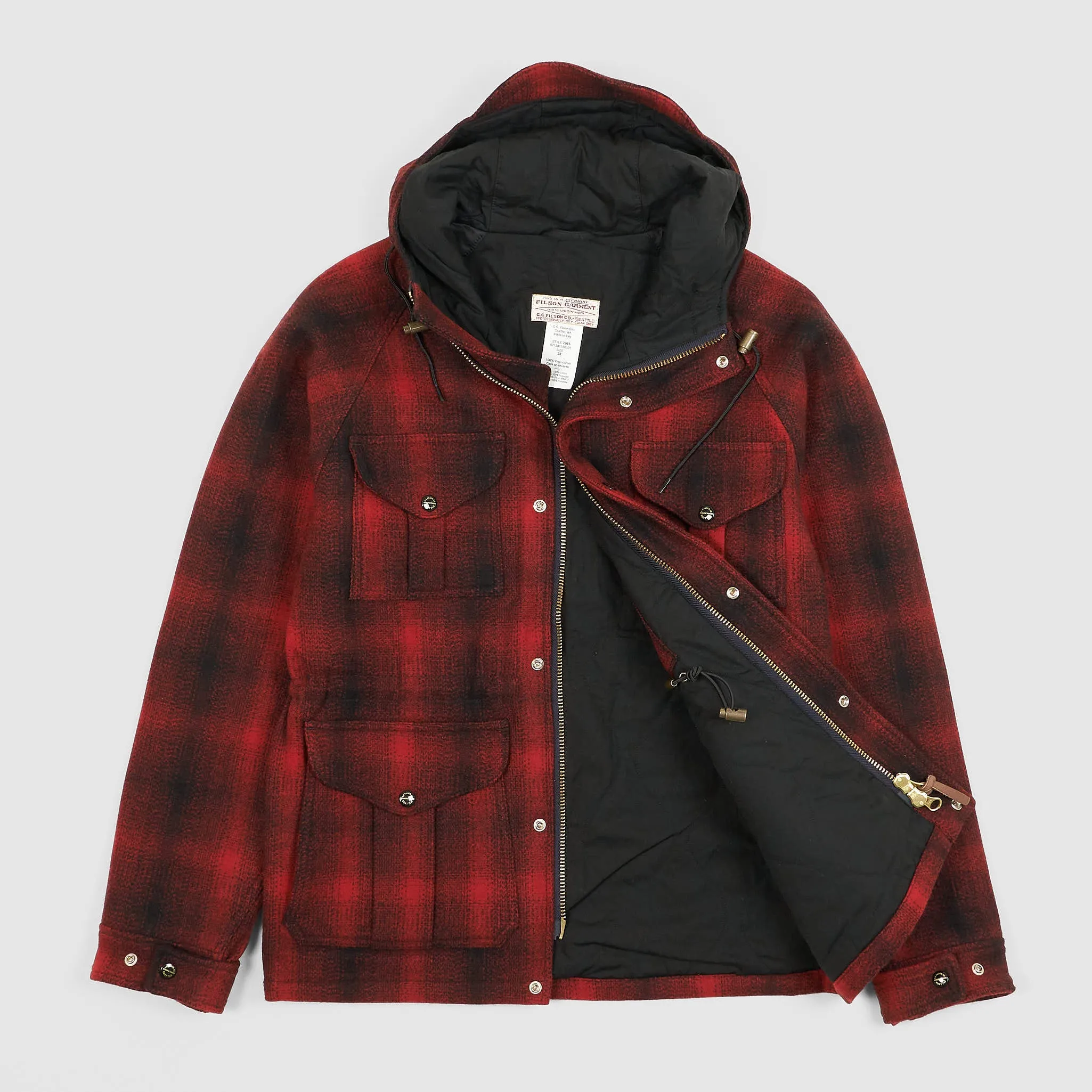 Filson Hooded Plaid Check Wool Jacket