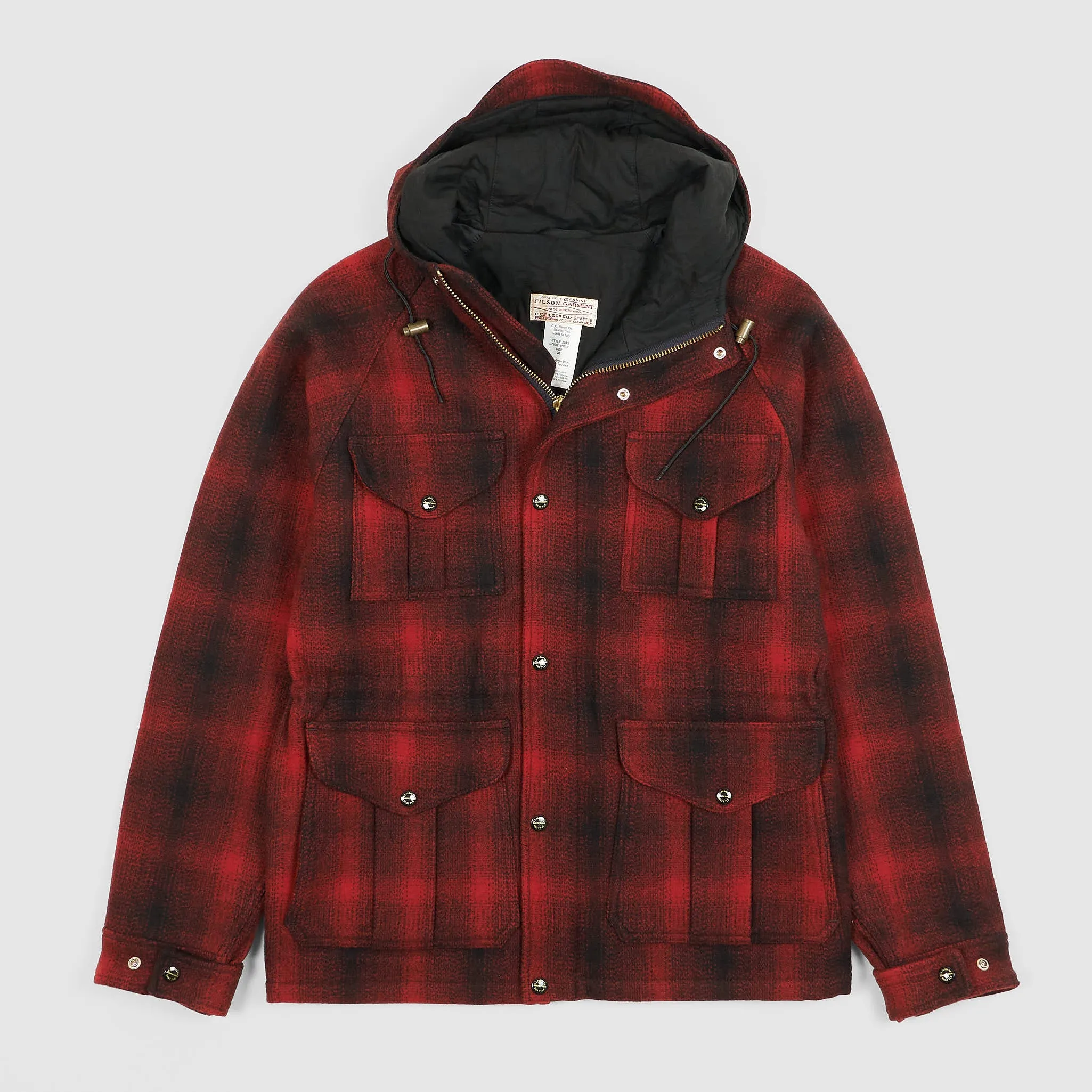 Filson Hooded Plaid Check Wool Jacket