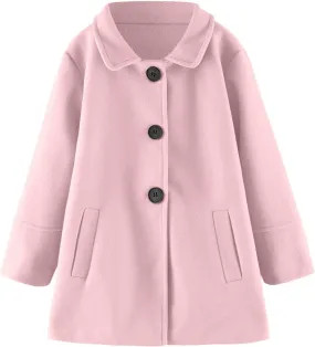 Girls Dress Coat Toddler Trench Coat Faux Fur Jacket Double Breasted Peacoat Girls Wool Lapel Princess Coat Overcoat