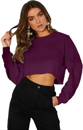 Kyerivs Casual Crop Sweatshirt for Women Crewneck Cropped Shirts Workout Long Sleeve Crop Tops