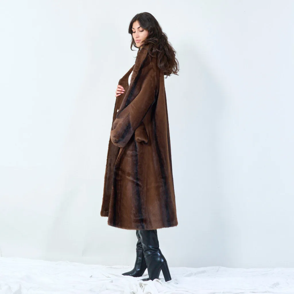 Long faux fur coat with hood wholesale