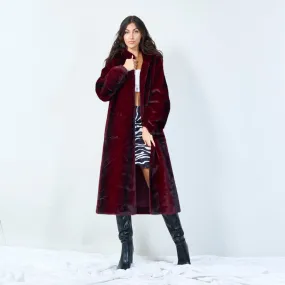 Long faux fur coat with hood wholesale