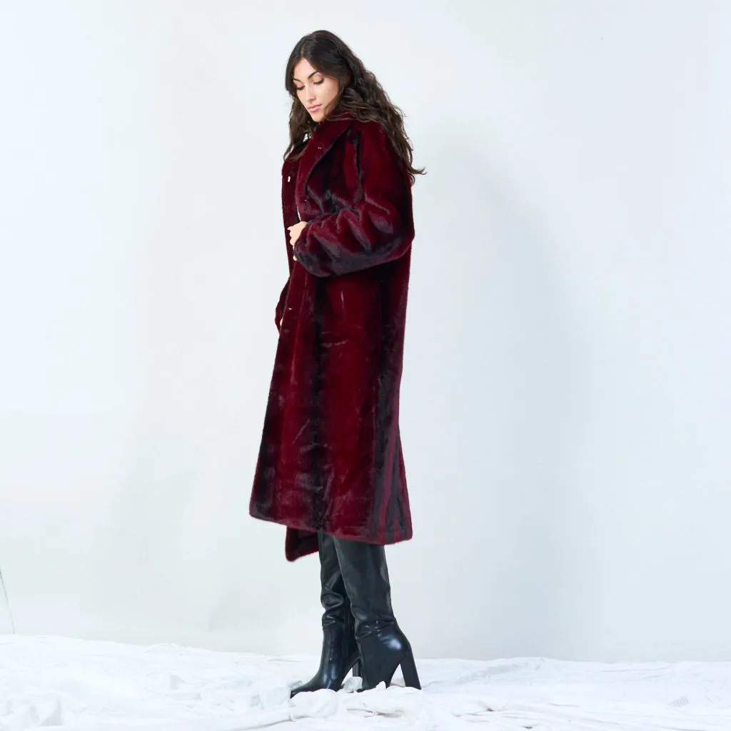 Long faux fur coat with hood wholesale