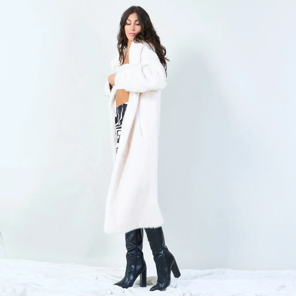 Long faux fur coat with hood wholesale