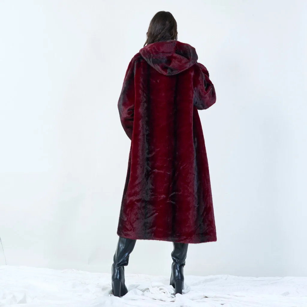 Long faux fur coat with hood wholesale