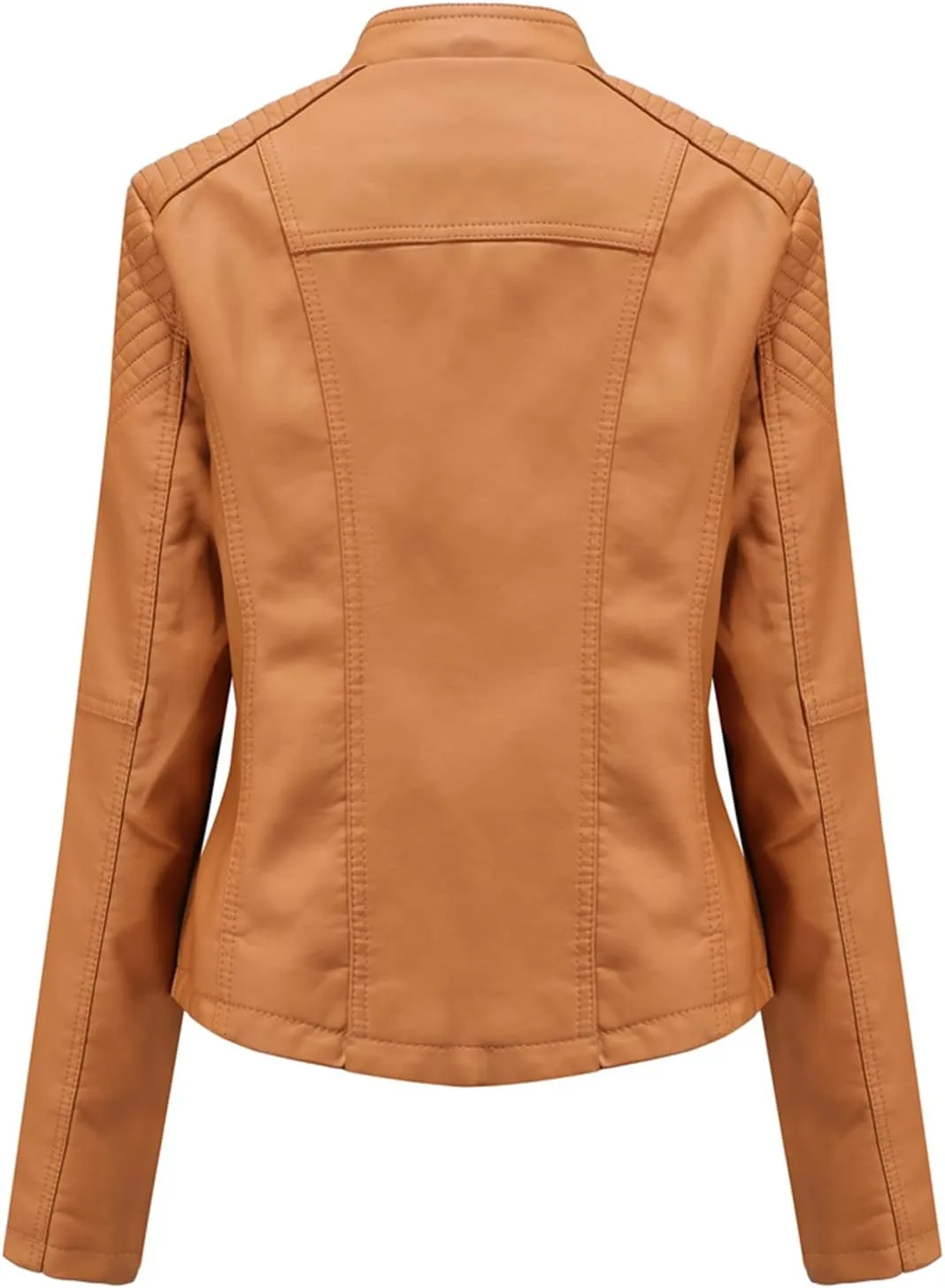 Lu's Chic Women's Motorcycle Jacket Fashion Dressy Vegan Leather Biker Coat Light Slim Fit Crop Blazer Moto Jacket