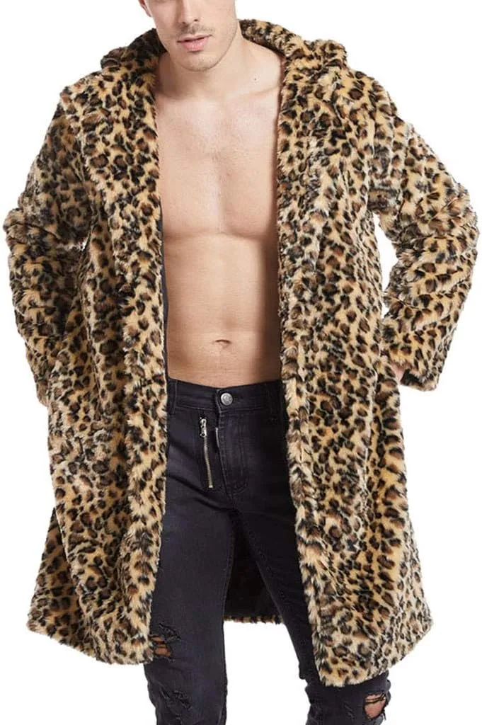 Men's Faux Fur Outwear Cardigan Winter Warm Coat Overcoat Outwear Plus Size Thicken Soft Snow Jacket Outerwear