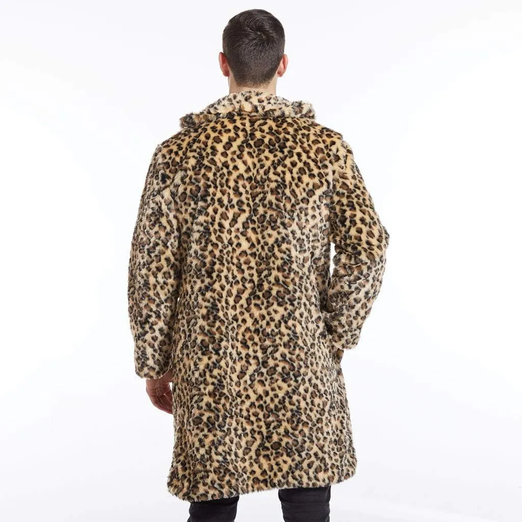 Men's Faux Fur Outwear Cardigan Winter Warm Coat Overcoat Outwear Plus Size Thicken Soft Snow Jacket Outerwear