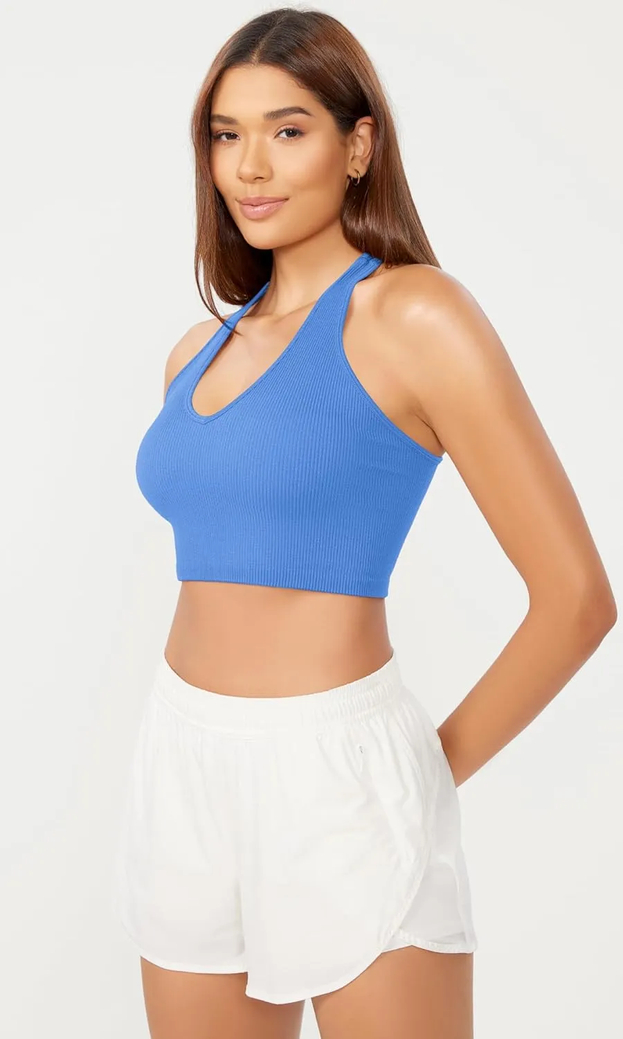 ODODOS 3-Pack Seamless Racerback Crop Tank for Women Ribbed Knit Soft Crop Tops