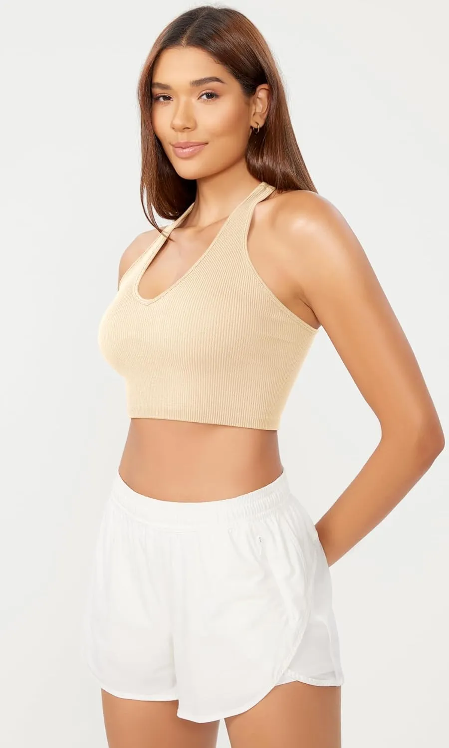 ODODOS 3-Pack Seamless Racerback Crop Tank for Women Ribbed Knit Soft Crop Tops