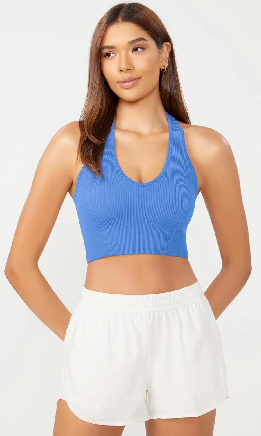 ODODOS 3-Pack Seamless Racerback Crop Tank for Women Ribbed Knit Soft Crop Tops