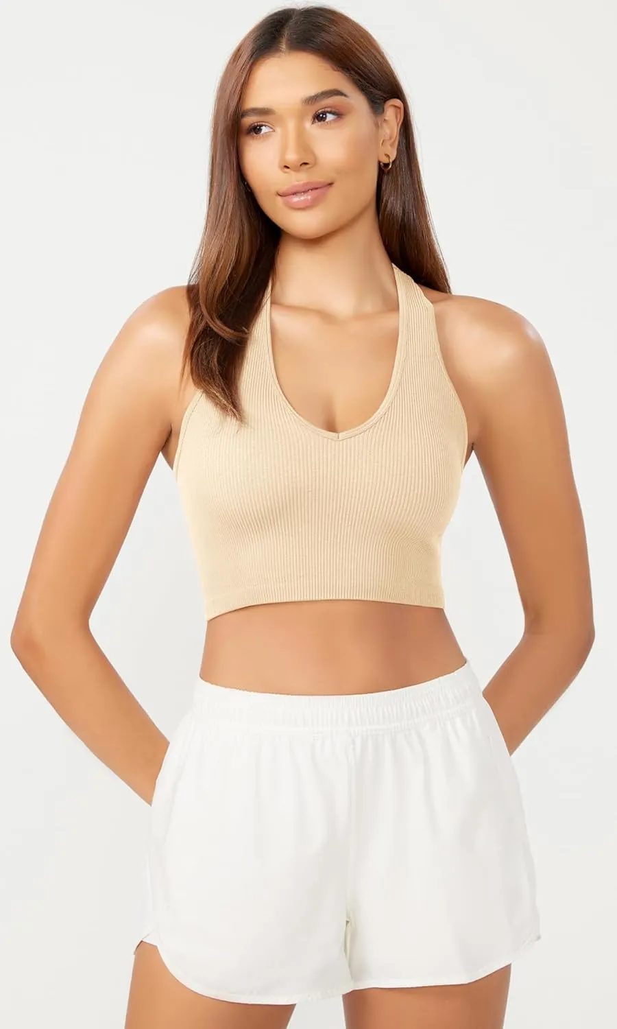 ODODOS 3-Pack Seamless Racerback Crop Tank for Women Ribbed Knit Soft Crop Tops