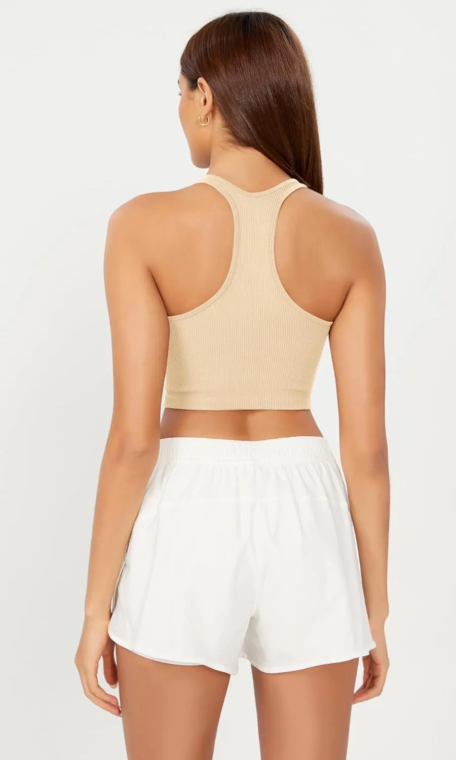 ODODOS 3-Pack Seamless Racerback Crop Tank for Women Ribbed Knit Soft Crop Tops