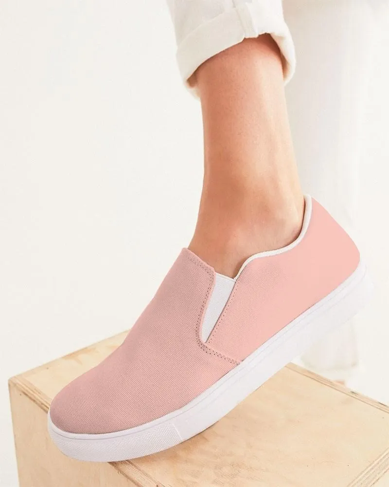 Pale Pastel Pink Red Slip-On Canvas Sneakers | Women's | Bright Pale Pastel Pink Red | C0M30Y22K0
