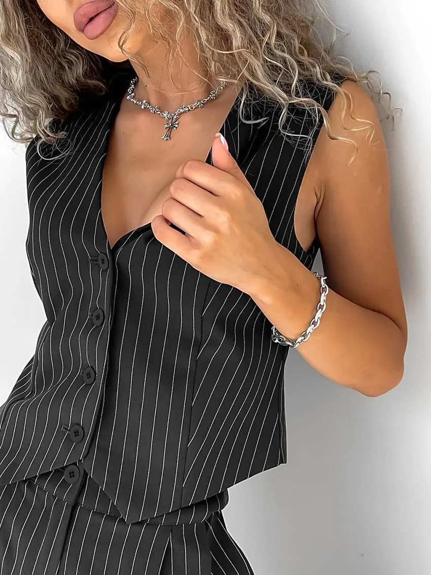 Patterned vest vest and trousers two-piece set