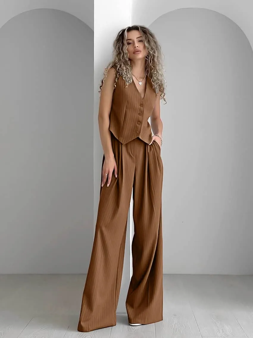 Patterned vest vest and trousers two-piece set
