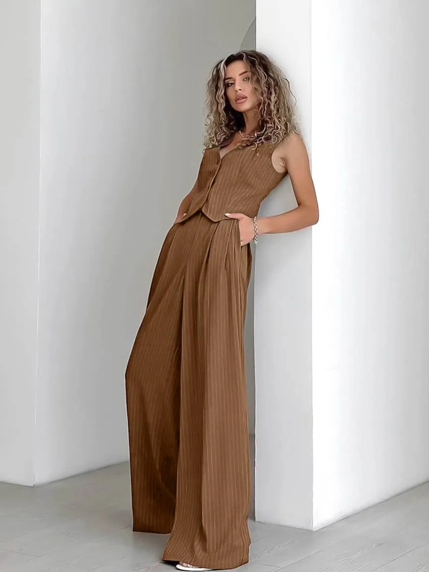 Patterned vest vest and trousers two-piece set