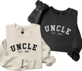 Personalized Embroidered Uncle Sweatshirt Est 2024, Cool Uncles Club Vintage Hoodie for Fathers Day