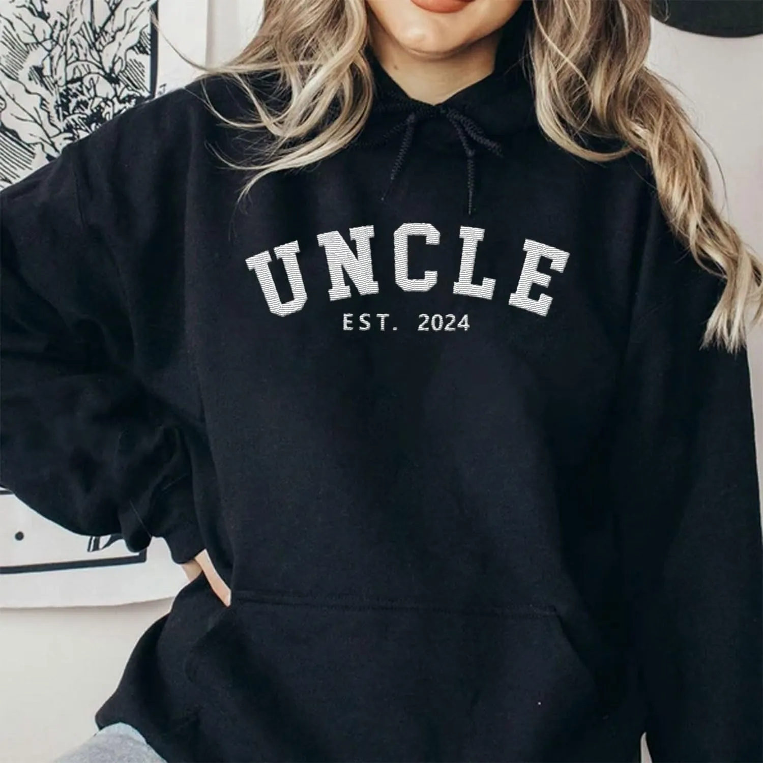 Personalized Embroidered Uncle Sweatshirt Est 2024, Cool Uncles Club Vintage Hoodie for Fathers Day